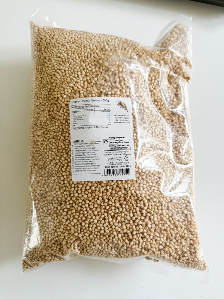 A bag of puffed quinoa.