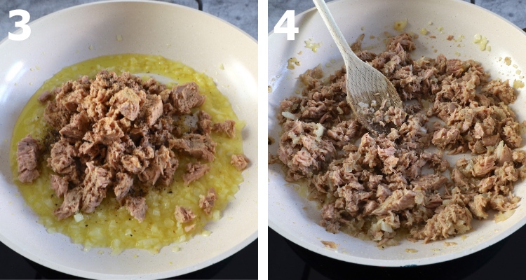 Creamy tuna pasta step 3 and 4